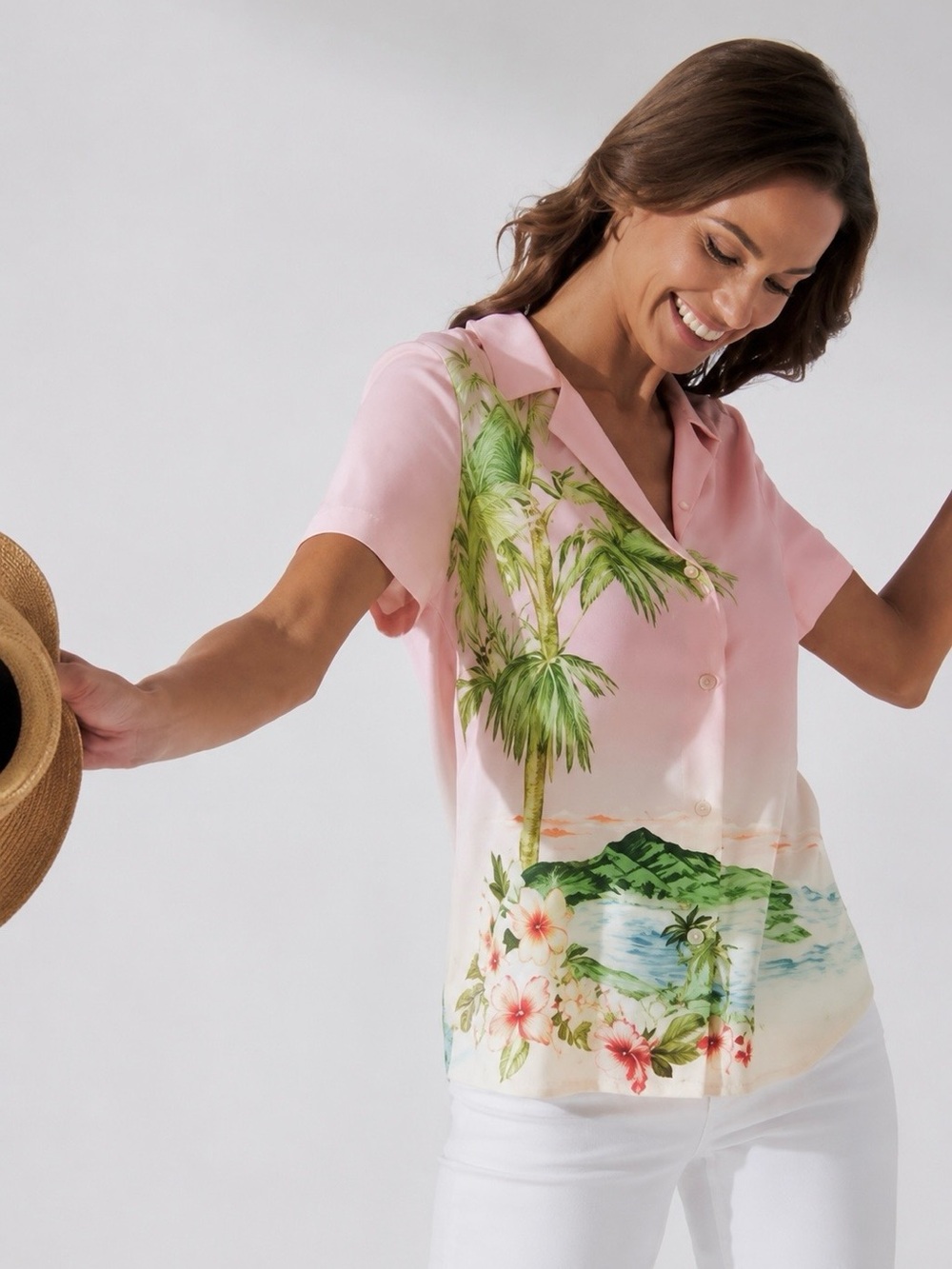 Tommy Bahama Artist Series Perfect Paradise 100% Silk Shirt Tropical Woman’s L